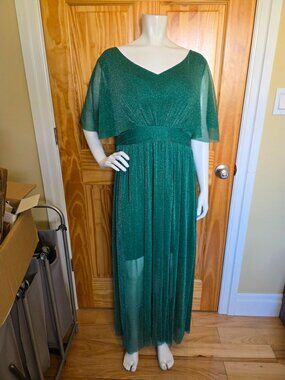 💙 5. Xpluswear Size XL Green Metallic Formal Dress